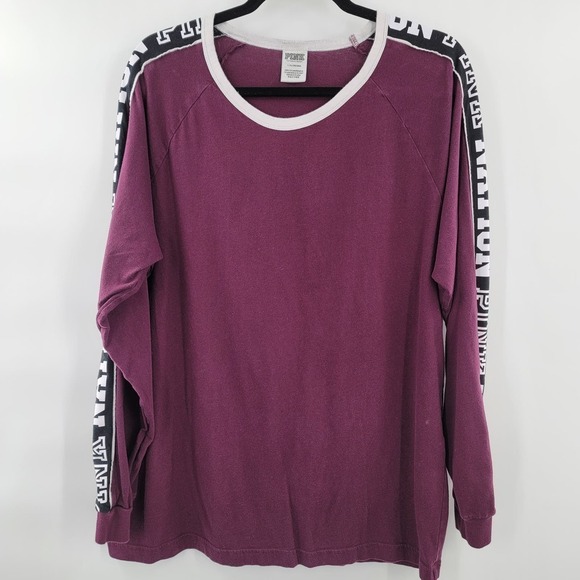 VS PINK Nation Campus Long Sleeve Leggings Tee Size L - Picture 1 of 5